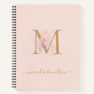 Modernes, transparentes Rosa Mit Monogramm Notizbuch
