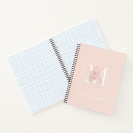Modernes, transparentes Rosa Mit Monogramm Notizbuch