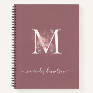 Modernes, transparentes Rosa Mit Monogramm Notizbuch