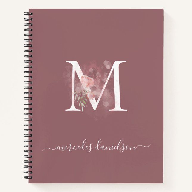Modernes, transparentes Rosa Mit Monogramm Notizbuch (Vorderseite)
