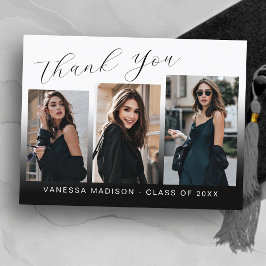 Modernes Trendblau & Weiß 3 Foto Dankeschön Postkarte