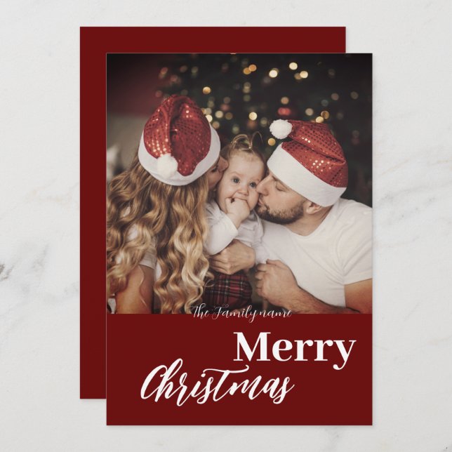 Modernes, trendige Weihnachts-Dunkle Dusky Familie Einladung (Vorne/Hinten)