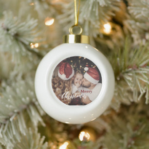 Modernes, trendige Weihnachts-Dunkle Dusky Familie Keramik Kugel-Ornament