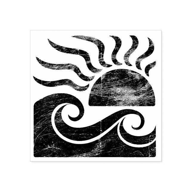 Modernes trendiger Sommer-Tropical Beach Sunset Gummistempel (Prägung)