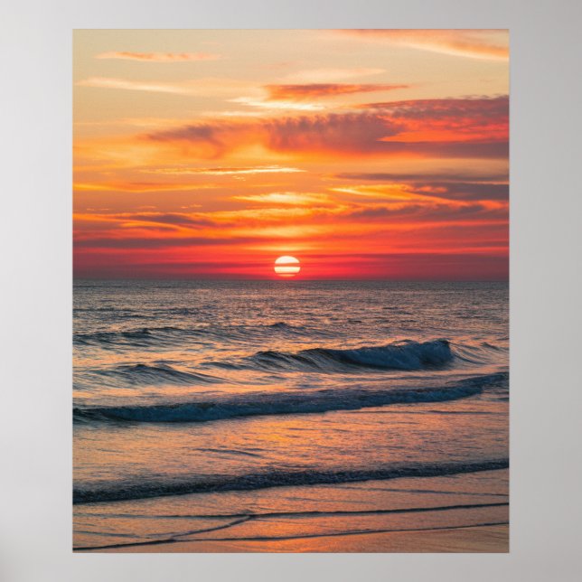Modernes trendiger Sommer-Tropical Beach Sunset Poster (Vorne)