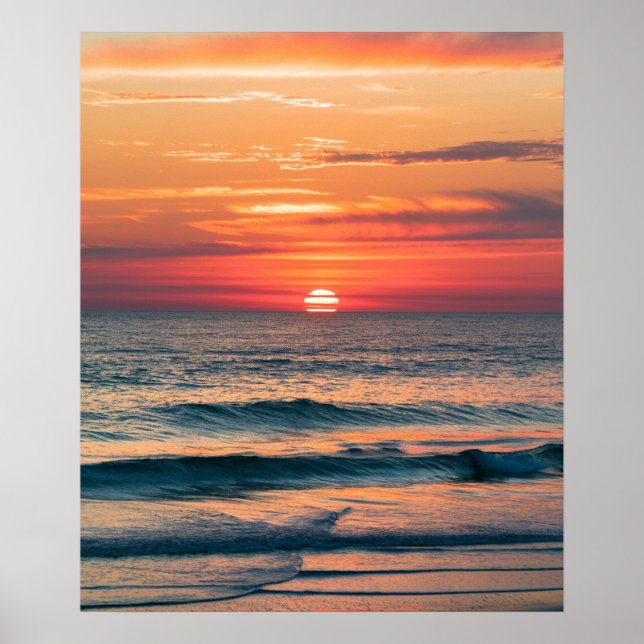 Modernes trendiger Sommer-Tropical Beach Sunset Poster (Vorne)