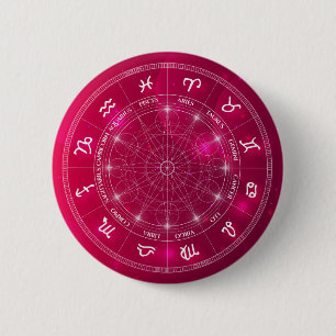 Modernes, trendiges Astrologie-Rad Zodiac Button