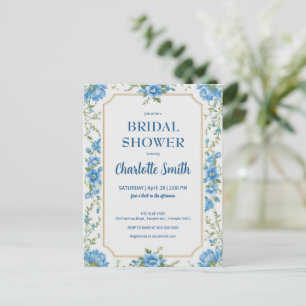 Modernes trendiges Blue Chinoiserie Brautparty Postkarte