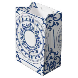 Modernes trendiges Blue White Chinoiserie Blume Pa Mittlere Geschenktüte