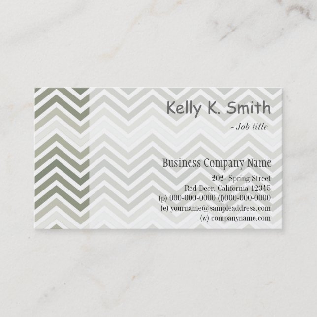 Modernes, trendiges, elegantes Grau-Weiß-Zickzack Visitenkarte (Vorderseite)