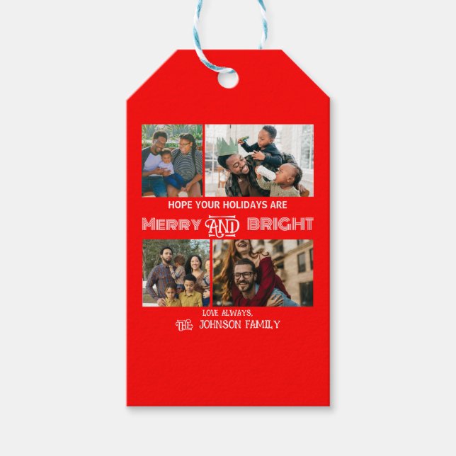 Modernes trendiges Foto aus Merry und Helle Family Geschenkanhänger (Vorderseite)