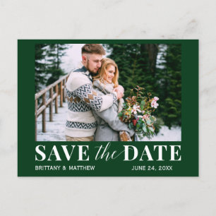 Modernes trendiges Foto Forest Green Save the Date Postkarte