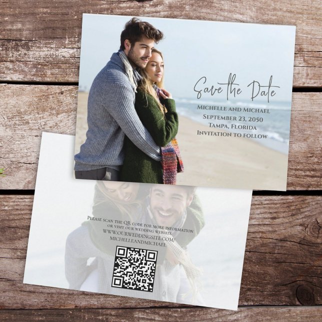 Modernes, trendiges Foto mit QR-Code Save The Date (Von Creator hochgeladen)