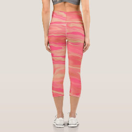 Modernes, trendiges Gelb und Rosa Capri Leggings