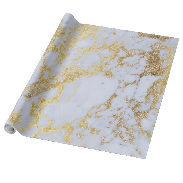 Modernes, trendiges Gold-Glitzer-Marmor Geschenkpapier (Ungerollt)