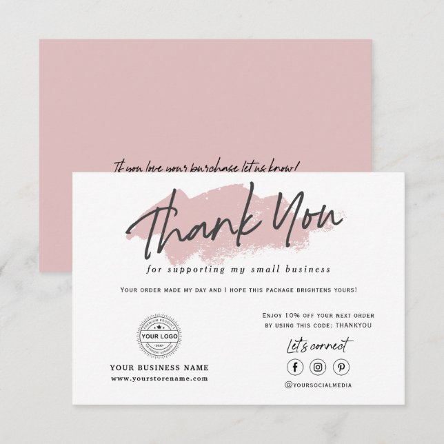 Modernes, trendiges Kalligraphie-Kleinunternehmen Dankeskarte (Vorne/Hinten)