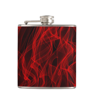 Modernes, trendiges Neon Red Curvy Line Abstraktes Flachmann