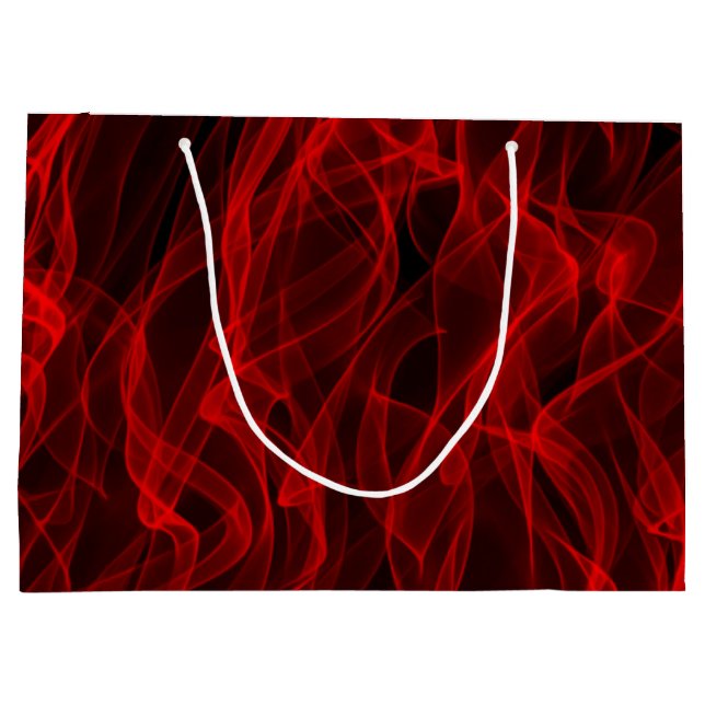 Modernes, trendiges Neon Red Curvy Line Abstraktes Große Geschenktüte (Rückseite)