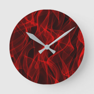 Modernes, trendiges Neon Red Curvy Line Abstraktes Runde Wanduhr