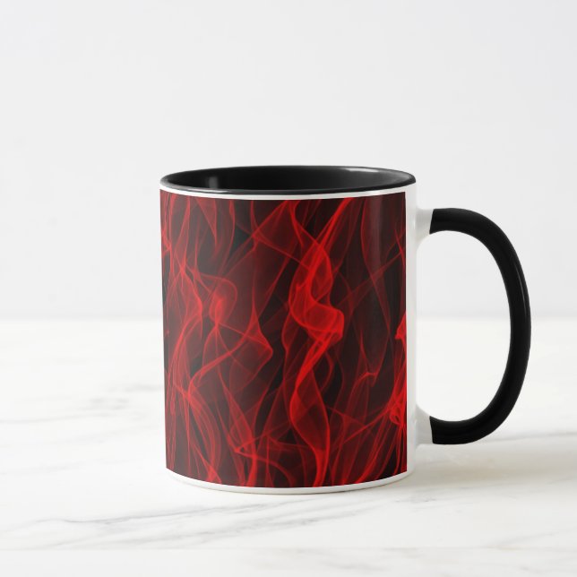 Modernes, trendiges Neon Red Curvy Line Abstraktes Tasse (Rechts)