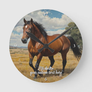 Modernes, trendiges Personalisiertes Foto Reiten L Runde Wanduhr