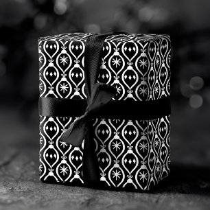 Modernes trendiges Retro Schwarzes Holiday Ornamen Geschenkpapier Set