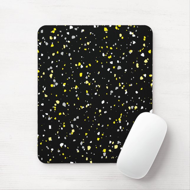 Modernes, trendiges, schwarz-gelbes Terrazzo-Muste Mousepad (Mit Mouse)