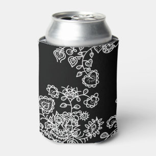 Modernes, trendiges Schwarz-Weiß-Spitzen-Muster Dosenkühler
