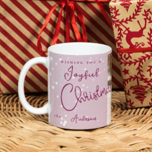 Modernes, trendiges Weihnachtsschneeflocken Foto Kaffeetasse