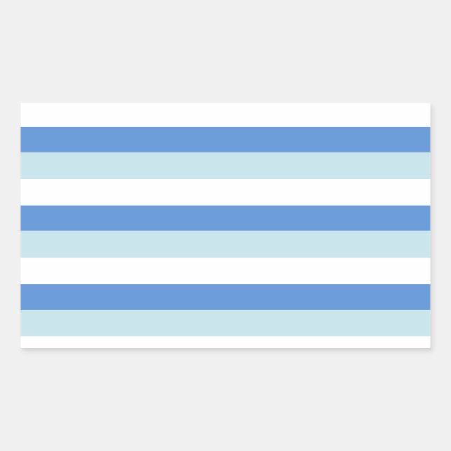 Modernes, trendiges, weißes, blaues Streifenmuster Rechteckiger Aufkleber (Vorderseite)