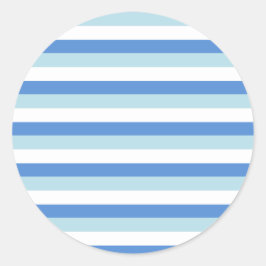 Modernes, trendiges, weißes, blaues Streifenmuster Runder Aufkleber