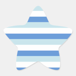 Modernes, trendiges, weißes, blaues Streifenmuster Stern-Aufkleber