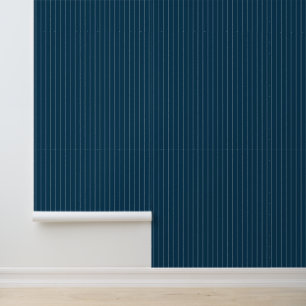 Modernes Trendy 1" Pinstripe Dark Navy Blue Tapete