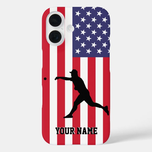 Modernes, trendy American Flag Baseball Personalis Case-Mate iPhone Hülle (Rückseite)