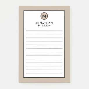 Modernes, trendy Beige Monogram Post-it Klebezettel