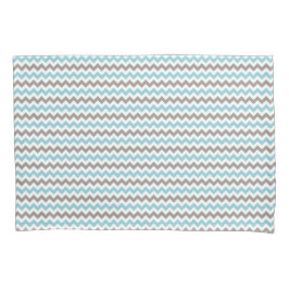 Modernes trendy Blue Grau Zickzack Muster Kissenbezug