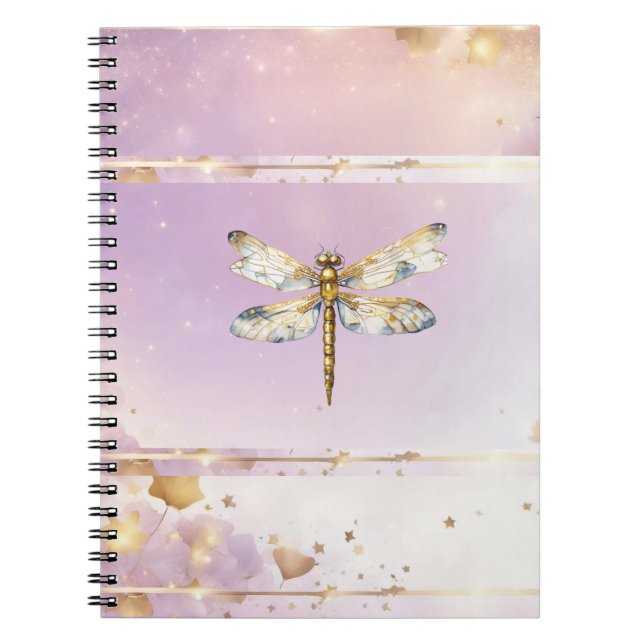Modernes Trendy Dragonfly Spiral Foto Notebook Notizblock (Vorderseite)