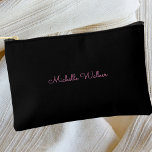 Modernes Trendy Elegant Black Stylish Monogram Zubehörtasche<br><div class="desc">Modernes,  elegantes Schwarz Stilvolles Monogram Accessory Pouch</div>