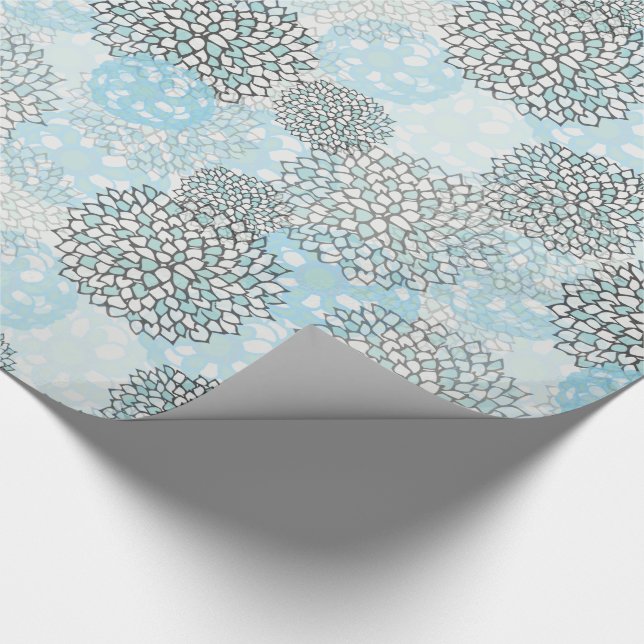 Modernes, trendy floral Muster Blau Geschenkpapier (Ecke)