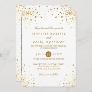Modernes trendy Gold Confetti Dots Wedding Foto Einladung