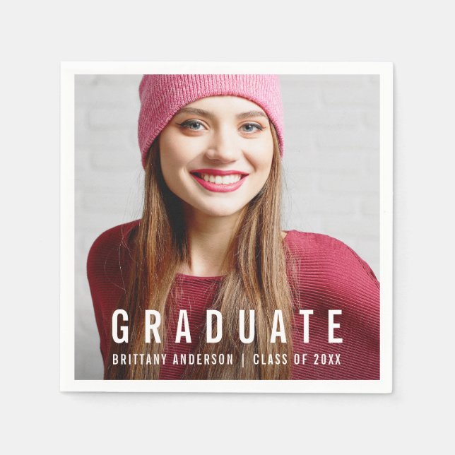 Modernes trendy Graduation Party Foto Serviette (Vorderseite)