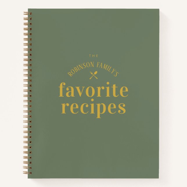 Modernes Trendy Khaki Green Blank Recipe Journal Notizbuch (Vorderseite)