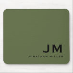 Modernes, trendy Minimal Monogram Olive Mousepad<br><div class="desc">Ein minimalistisches Monogramm-Design mit großen typografischen Initialen in einer klassischen Blocktypografie mit Ihrem Namen unten. Dieses berufliche Mousepad eignet sich hervorragend für Zuhause, Büro oder personalisierte Geschenke.</div>