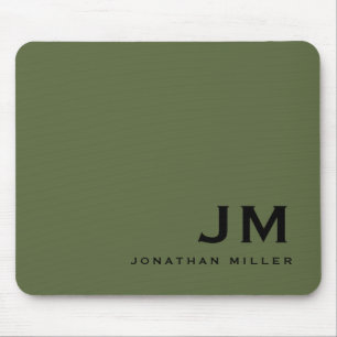 Modernes, trendy Minimal Monogram Olive Mousepad