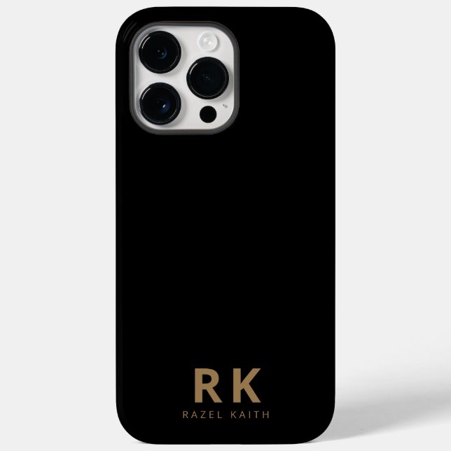 Modernes, trendy Minimalistisch Black Gold Two Mon Case-Mate iPhone Hülle (Rückseite)