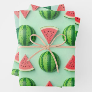 Modernes trendy Niedliches Watermelon-Muster Geschenkpapier Set