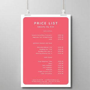 Modernes, trendy, Salon Price List Poster