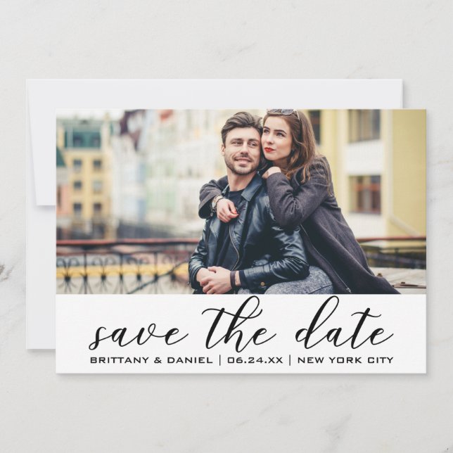 Modernes, trendy Save the Date Verlobung Foto Einladung (Vorderseite)