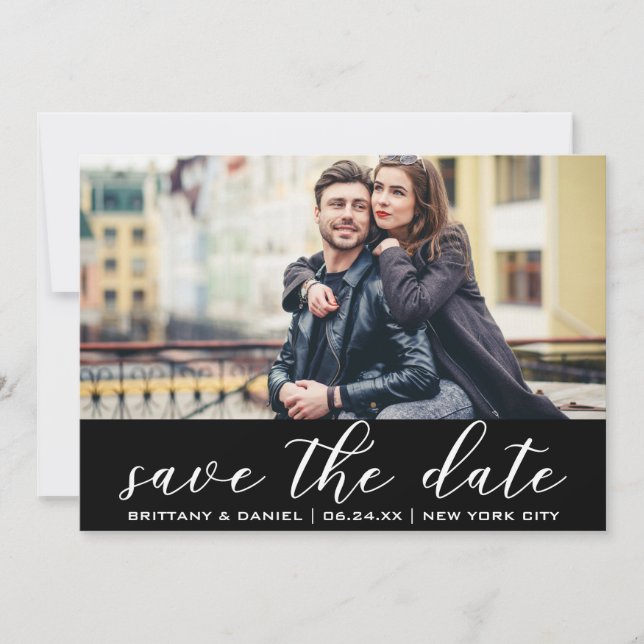 Modernes, trendy Save the Date Verlobung Foto Einladung (Vorderseite)
