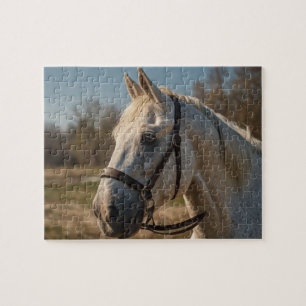 Modernes Trendy Schönes Weißes Pferd Puzzle